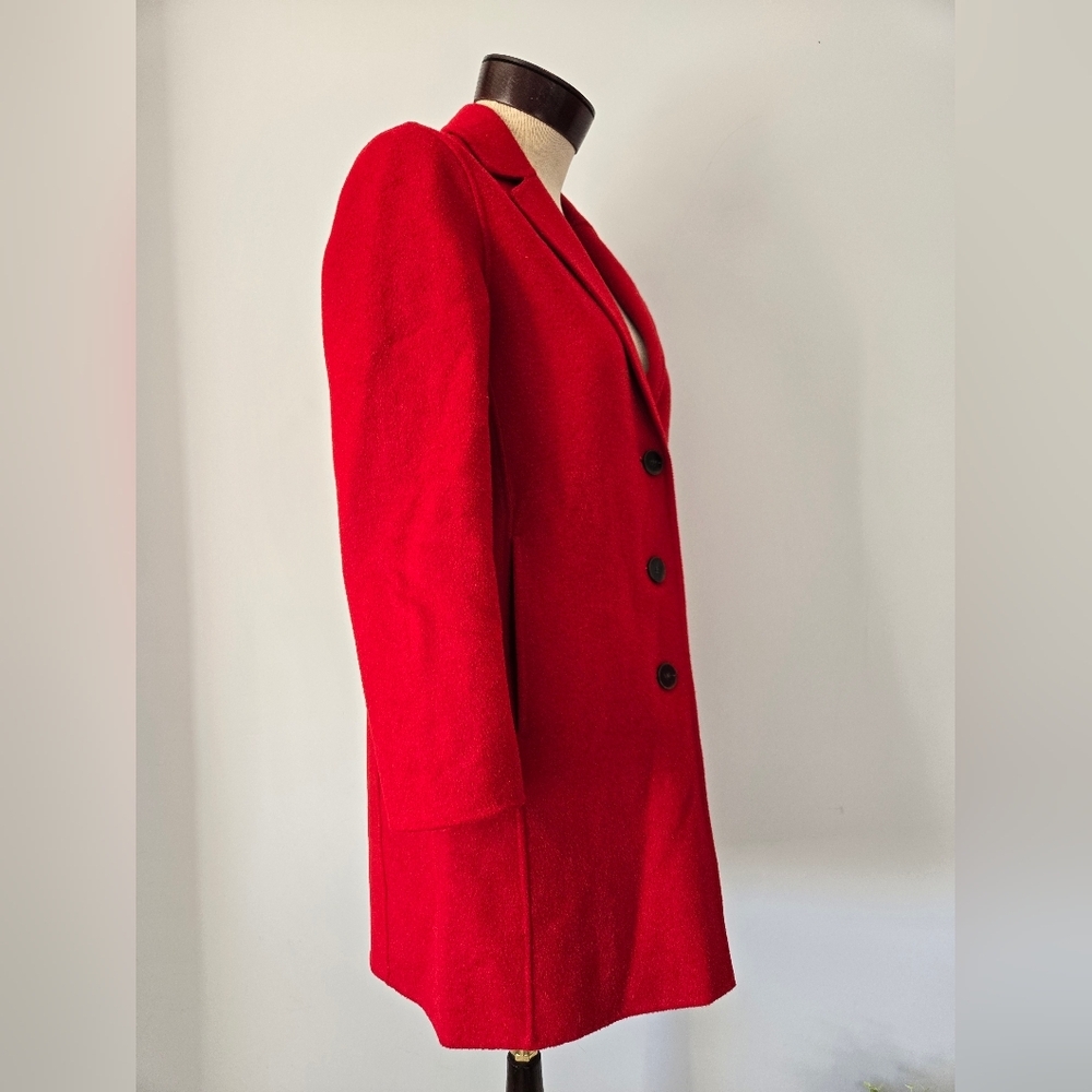 BANANA REPUBLIC Mid Length Lightweight Ultra Red Relaxed Wool Top Coat. Size XS - Picture 6 of 16